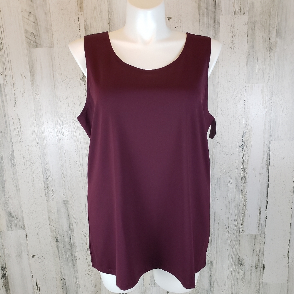 CJ Banks Women's Sleeveless Burgundy Top Size 2X